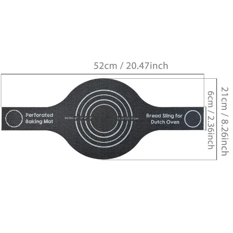 Nonstick & Reusable, Bread Baking Mat For Sourdough Transfer Perforated Silicone Bread Sling For Dutch Oven, With Long Handle,