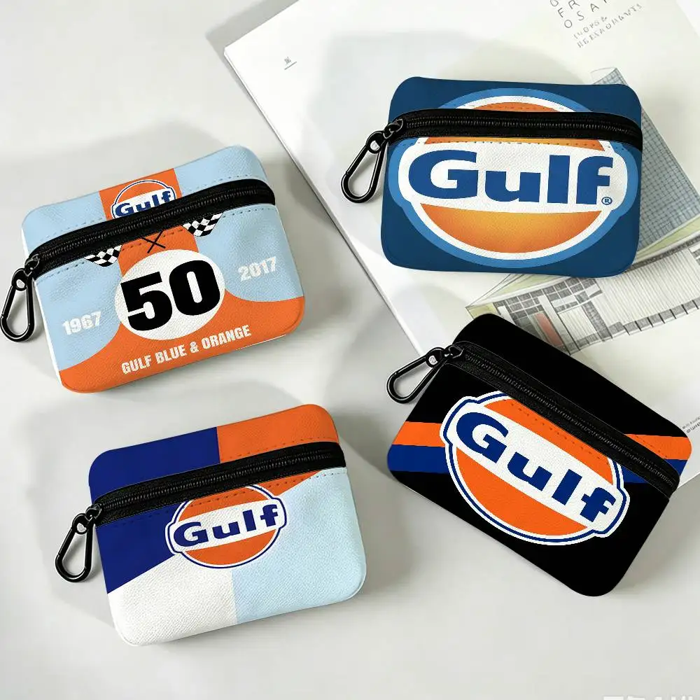 G-Gulfs Racing Logo Oxford-Stoff Reißverschluss-Münzbörse Tragbare Hängende Schlüsseltasche Organizer für Reise-Kosmetiktasche