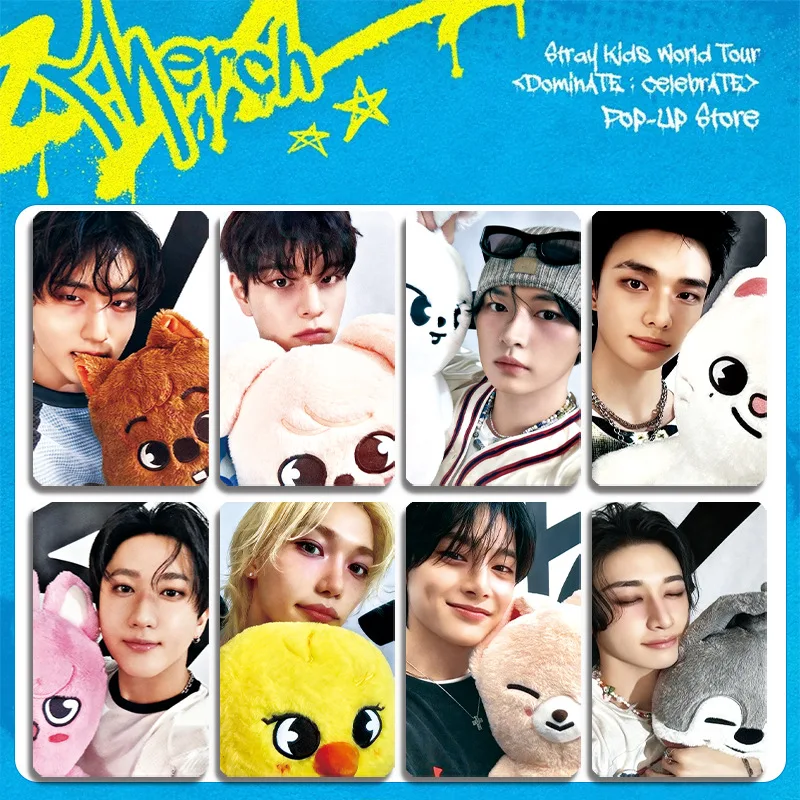 

8pcs Stray Kids SKZOO KPOP Small cards World Tour dominATE celebratote Flash Full Card photo card Random Card Fan Support Card