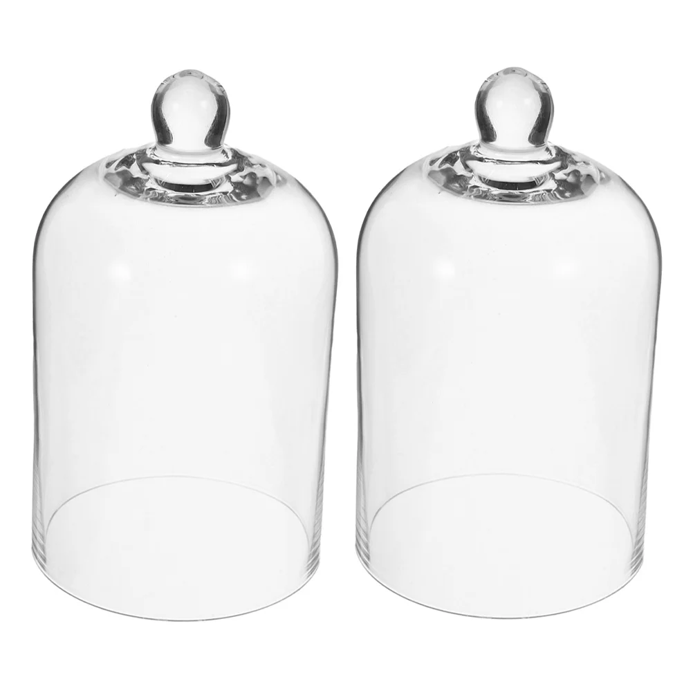 

2Pcs Elegant Glass Dome Cover for Eternal Flowers Transparent Cloche for Dried Floral Arrangement Home Decor Coffee Table