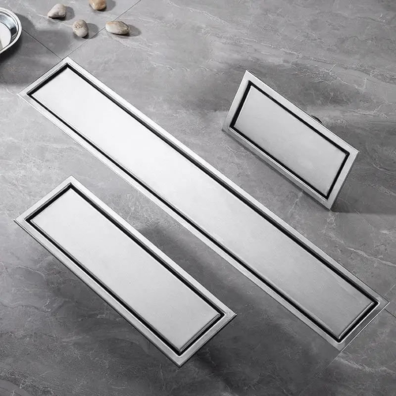 2 Sizes Stainless Steel Floor Drain Linear Shower Drain 30cm 60cm Invisible Option Bathroom