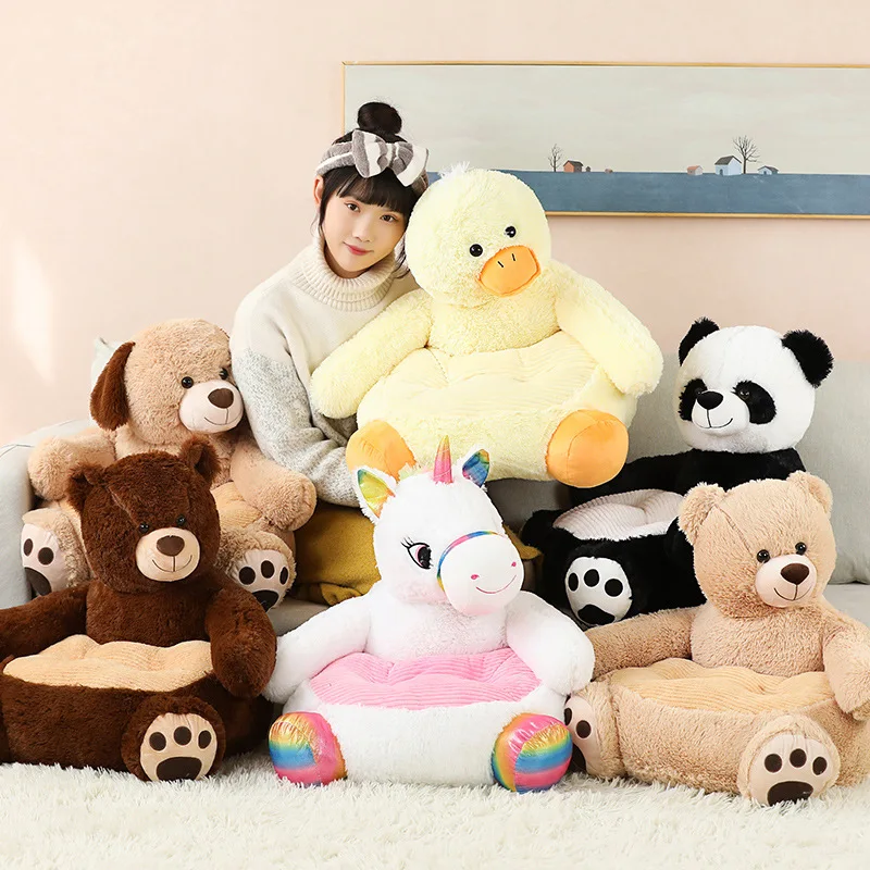 Simpatico cartone animato Panda orn Duie Divano giocattolo Sedia pigra Plu Doll Peluche da collezione per bambini di età superiore a 5 anni