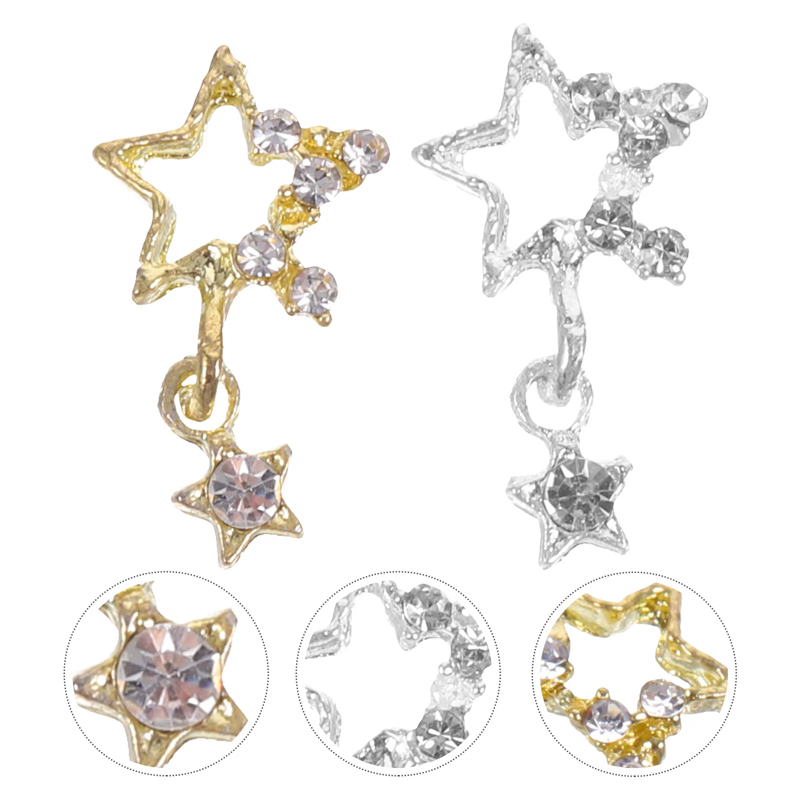 30 pcs Stars Shape Nail Charms Metal Nail Charms Decorative Nail Charms for Manicure nail decor charms