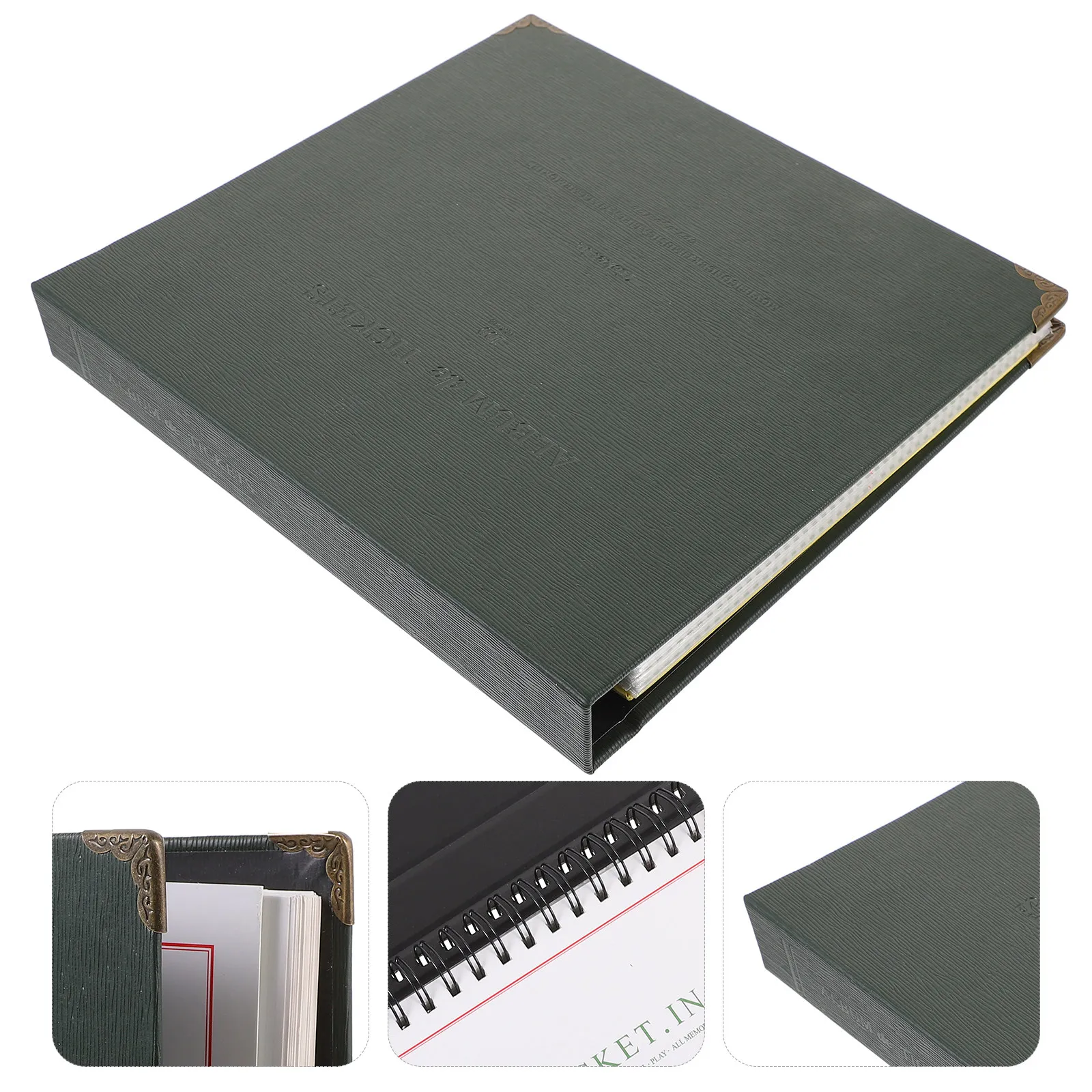 1Pcs Thickened Receipt Storage Book Dark Green Multi Purpose Ticket Collection Album Photo Memory Organizer for Office Home Use