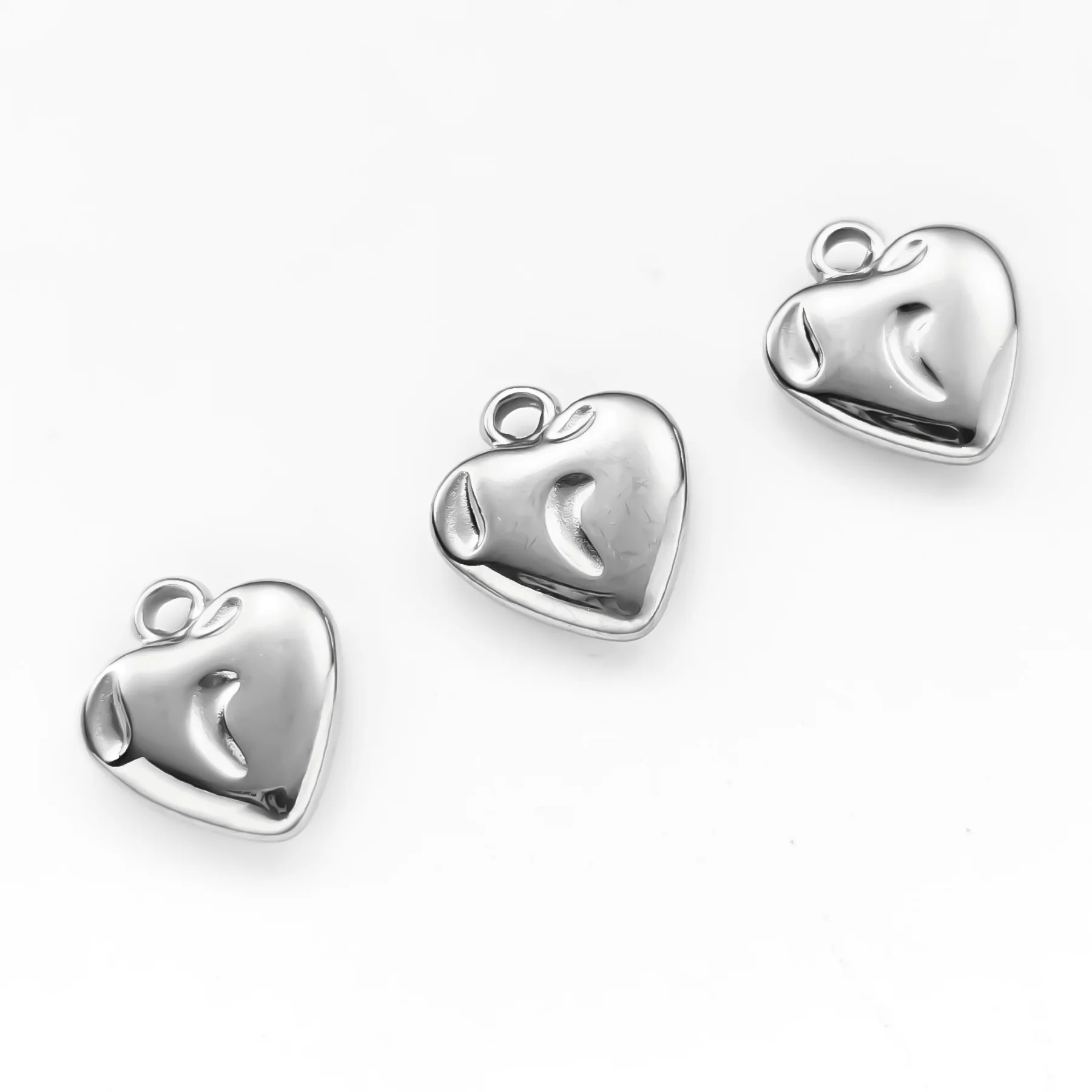 5개 세트 정밀 연마 스테인리스 스틸 참 피치 하트 펜던트 쥬얼리 DIY 골드 귀걸이 팔찌 목걸이 액세서리