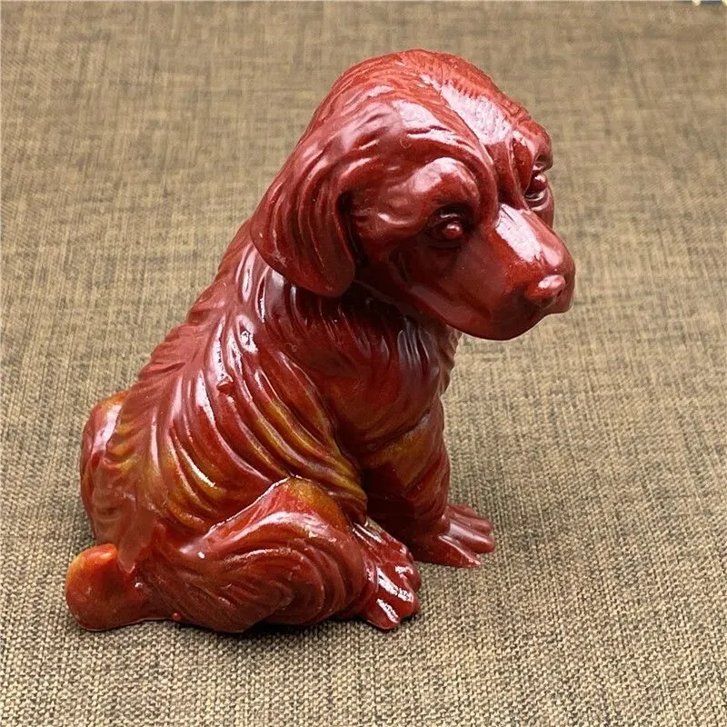 

Retro Puppy Ornaments Tea Pet Natural Jade Collection Antique Ornament Statue