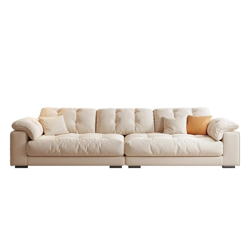 Cream style fabric sofa, simple modern light luxury, technology cloth, straight row cloud sofa