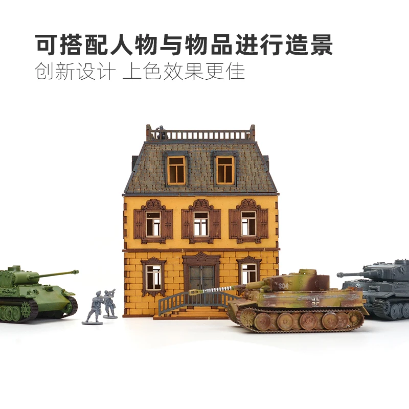 1/72 ロシアの2階建て住宅建設シーン木製組み立てモデル装飾DIY手作りギフト