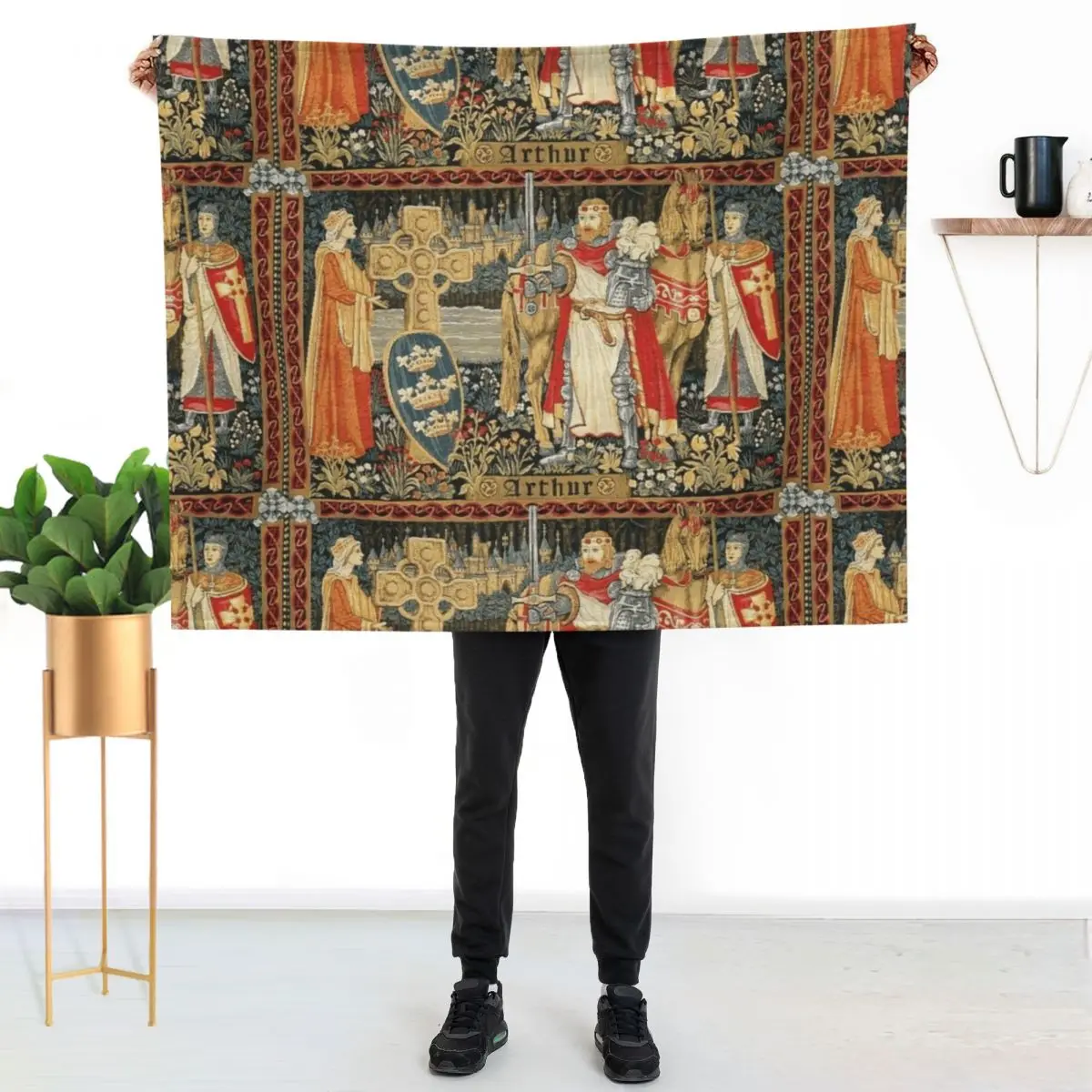 

King Arthur Tapestry Excalibur Merlin Camelot Holy Grail Quest Throw Blanket Ultra Soft Flannel Fleece Blanket for All Seasons