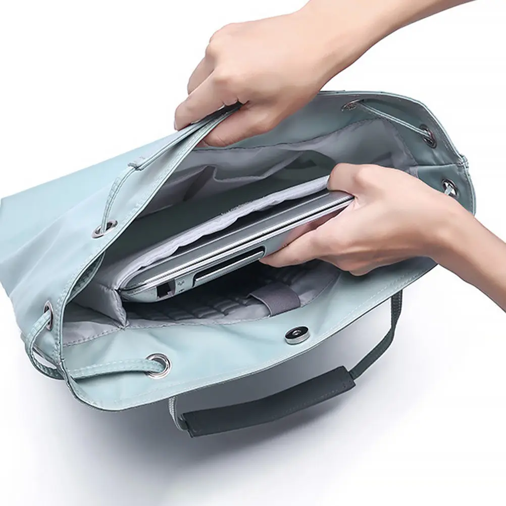 2Pcs Water Resistant Oxford Laptop Carrying Tote Bag Lightweight Portable Bag with Multi-Layer Storage