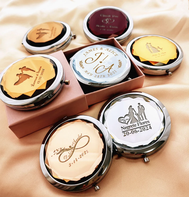 

Personalized Compact Makeup Mirror Custom Pocket Mirror Wedding Favors For Guests Fold Mirror Wedding Souvenirs Bridesmaids Gift