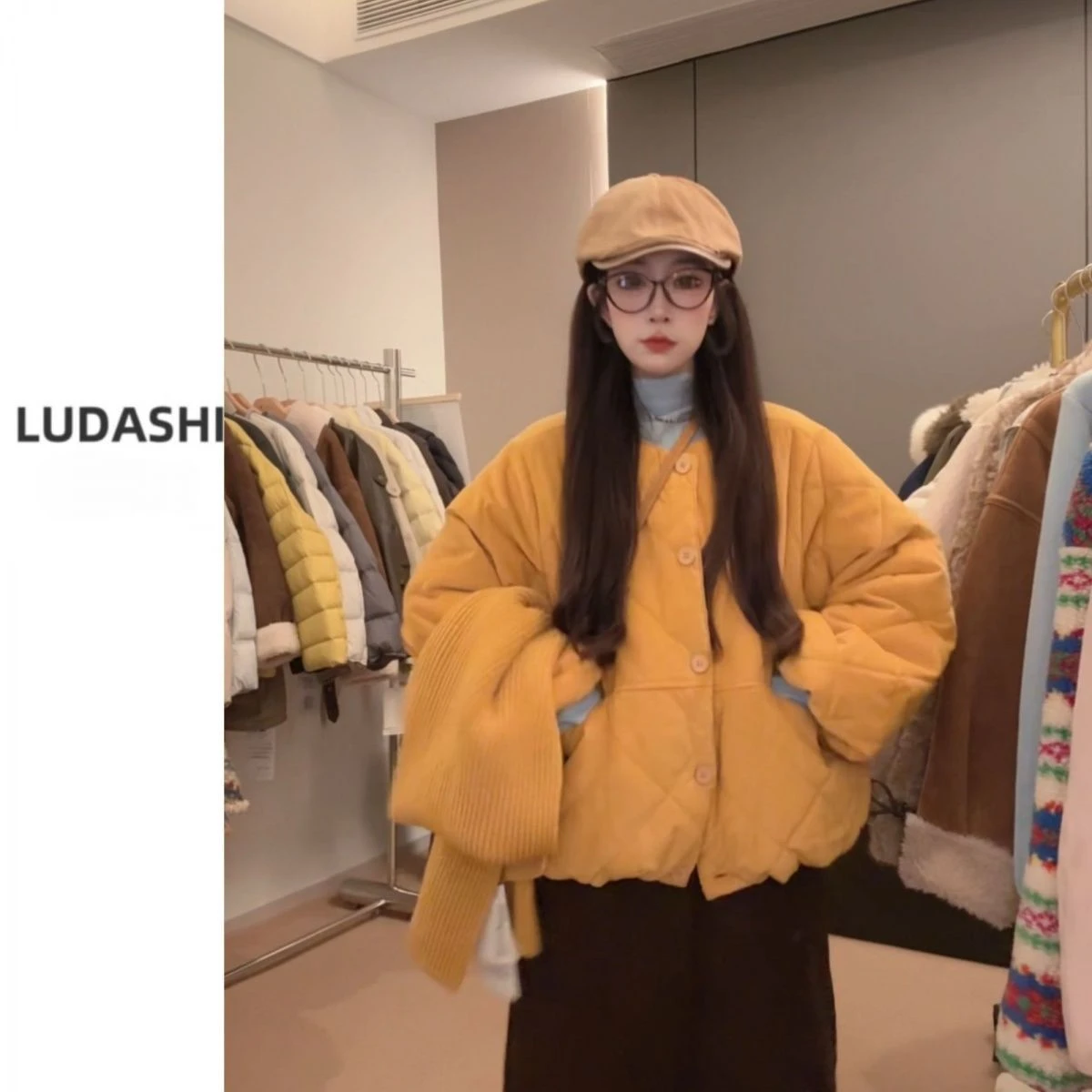 

Желтая хлопковая куртка-жакет для женщин, модная, зимняя, новинка, повседневная, с эффектом омоложения