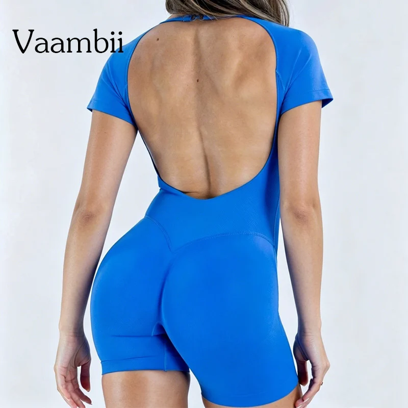Impact Shor Sleeve One Piece Jumpsuit Breathable Quick Drying Running Workout Tights Gym Suit Seamless Sports Suits Tracksuits
