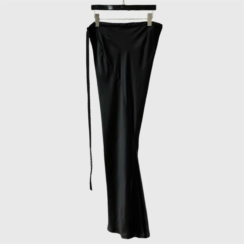 HKSH Women Long Skirt Dark Style One-sided Split Niche Pleated Bodycon Slim Fit Sexy Floor-length Skirts New Summer 2026 HK21270