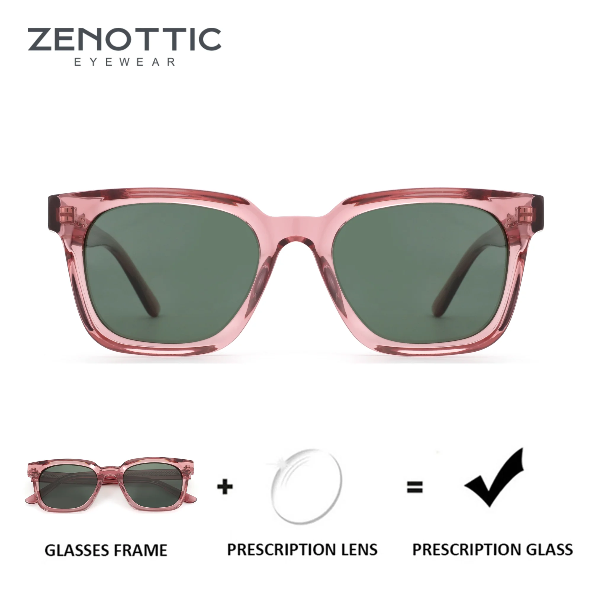 

ZENOTTIC（M Size）Stylish Acetate Polarized Prescription Sunglasses For Women Trend UV400 Myopia/Progressive Optical Sun Glasses