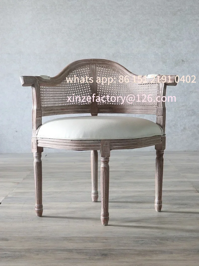カスタマイズ可能なフランス風カントリーチェア、アメリカンライトラグジュアリーレトロスタイルのダイニングチェア、コーヒー