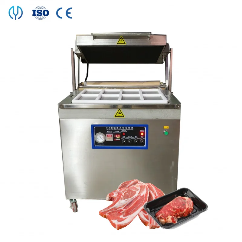 

Automatic Vertical Skin Sealing Steak Seafood Pack Sealer Shrimp Meat Vacuum Frozen Food Packing Machine