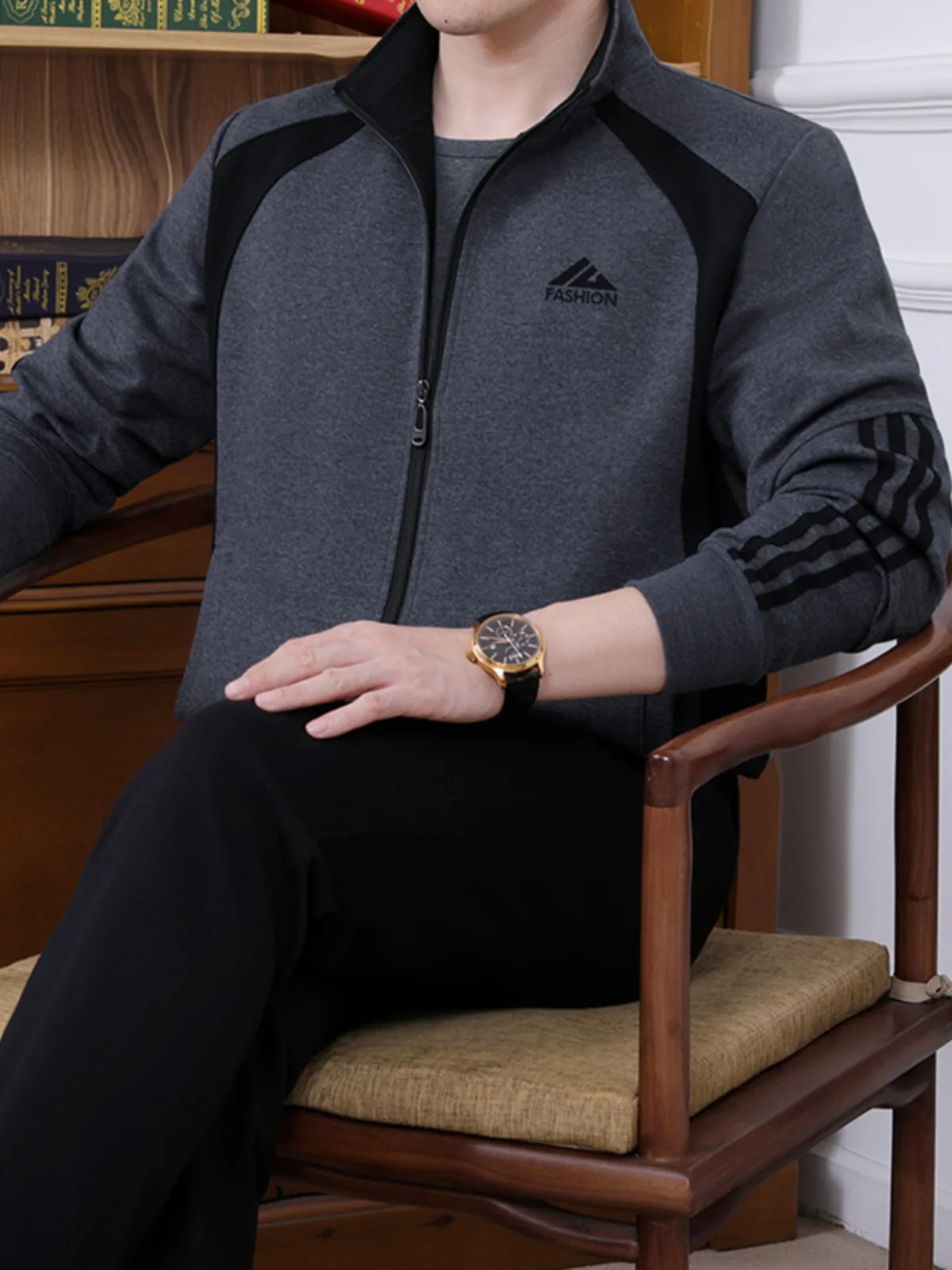 

Новый повседневный спортивный костюм для мужчин среднего возраста больших размеров, комплект из двух предметов, с возможностью нанесения текста, весна-осень, куртка в стиле «папин стиль»