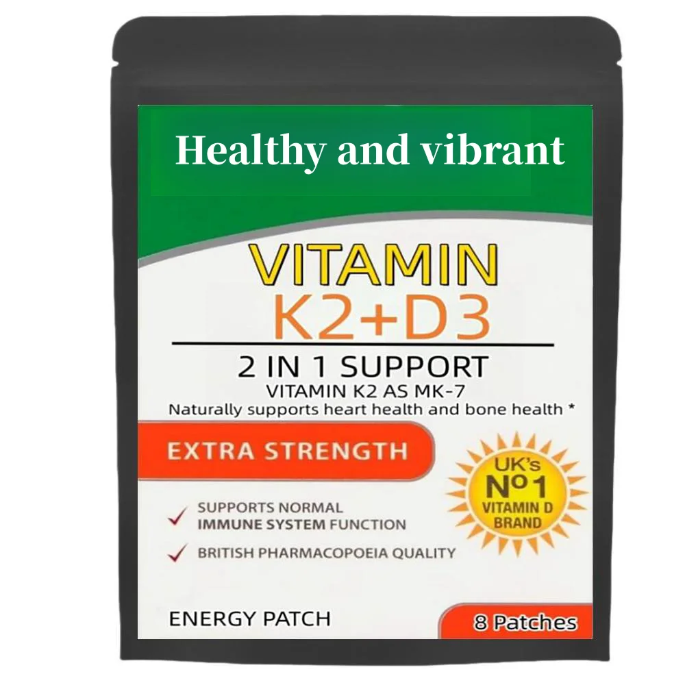 Vitamin K2 (MK7) with D3 Patches , Contains Vitamin D & K Complex Premium Non GMO, Biotin & Folic Acid