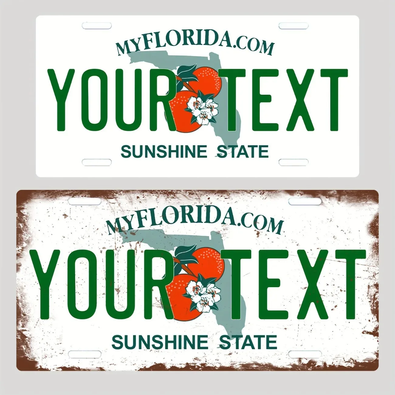 لوحة ترخيص ألومنيوم فلوريدا الرجعية القابلة للتخصيص - ديكور منزلي مخصص لولاية أشعة الشمس، لافتة فنية جدارية عتيقة