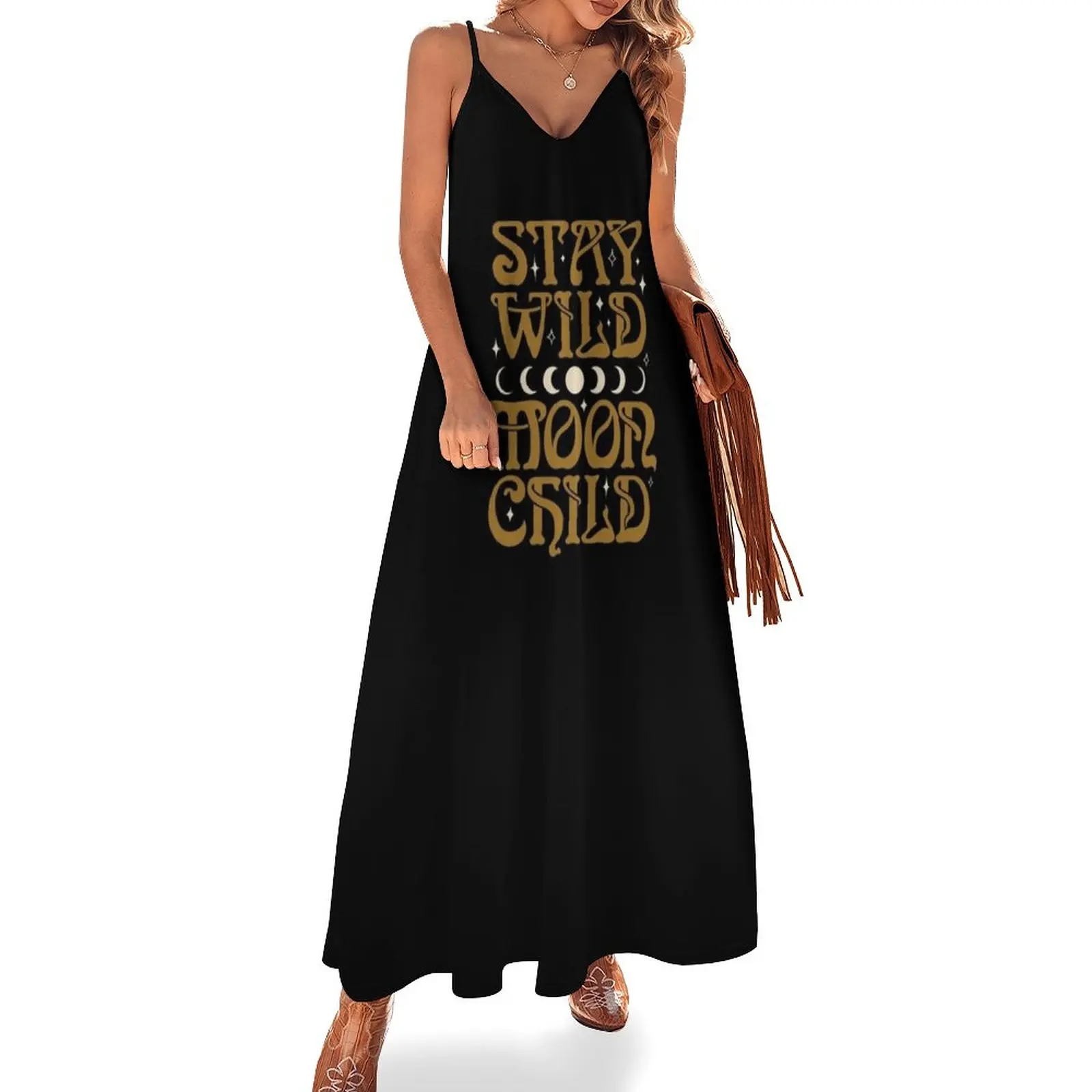 

Stay Wild Moon Child Sleeveless Dress Dress woman loose summer dress