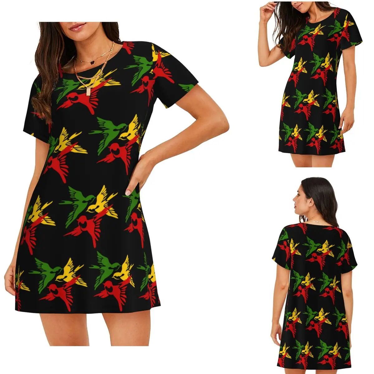 Camisola personalizada Bob Marley 3 Little Birds Ajax de manga curta para mulheres, camisolas de manga curta, vestido de pijama macio