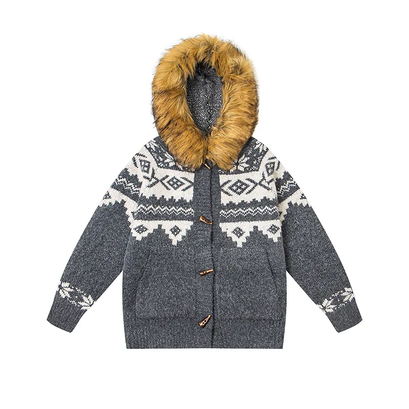 

Мужской модный вязаный свитер со съемным меховым капюшоном, осенне-зимний джемпер для мужчин, кардиган, трикотаж, верхняя одежда