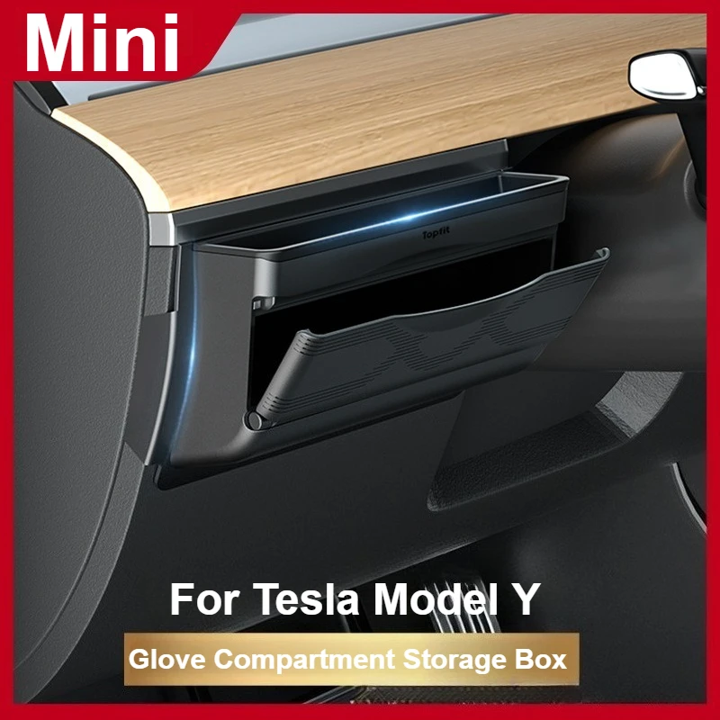 

Driver Side Mini Glove Compartment Storage Box for Tesla Model Y 2021-2024 Dashboard Phone Holder Eyeglass Case Car Accessories