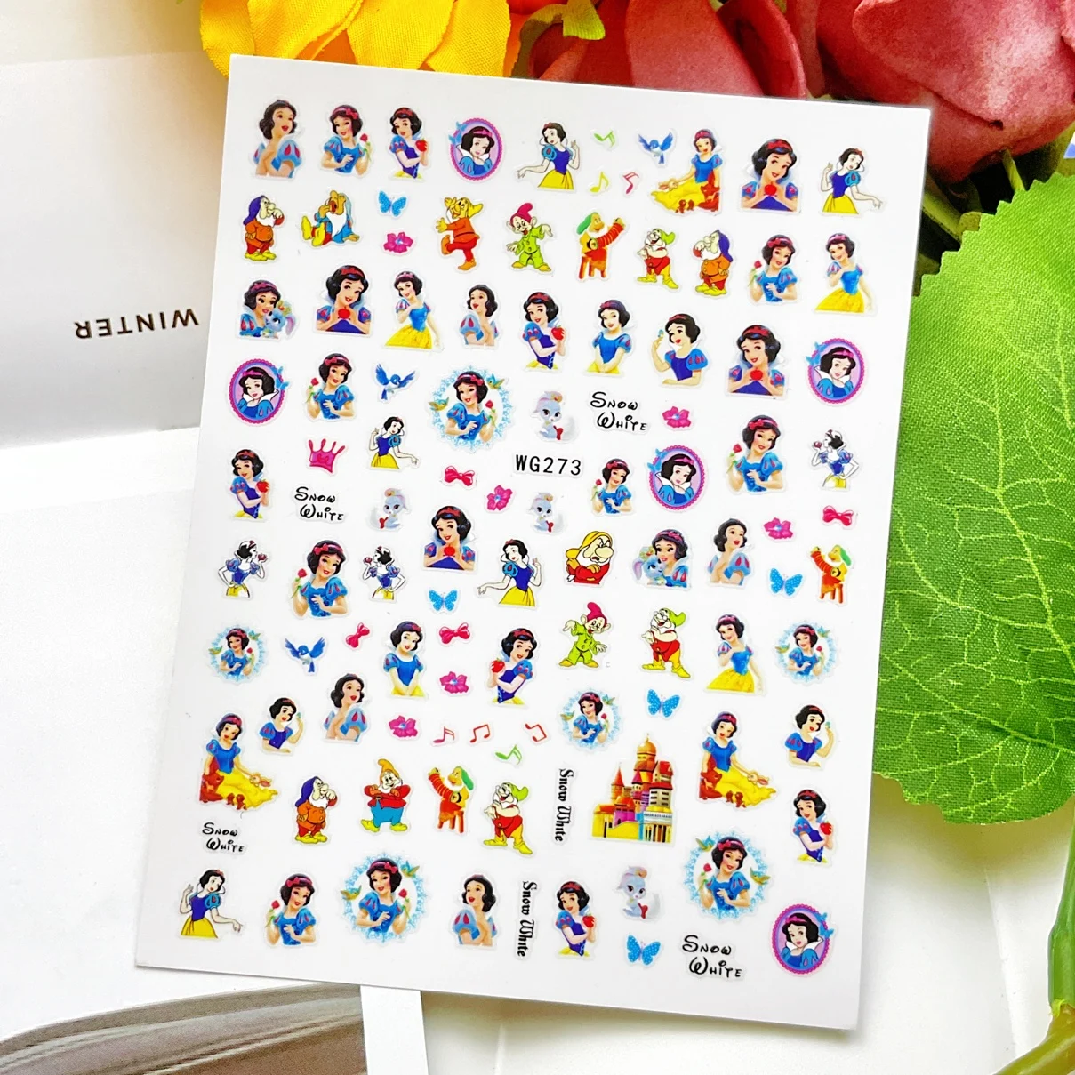 

1 Sheet The Best-selling Children's Girl Cartoon Disney Snow White Princess Waterproof Removable 3D Adhesive Nail Sticker