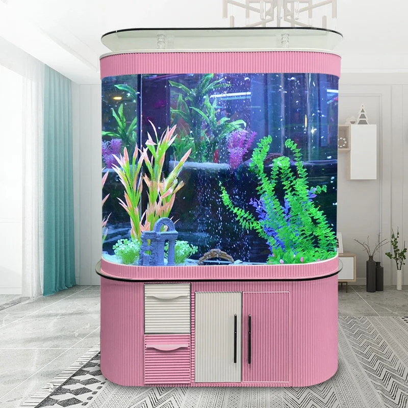 New Double Arc Wall Fish Tank Glass Aquarium Living Room Entrance Ecological Change Water