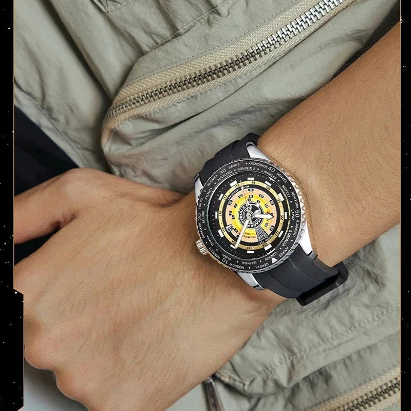 MARK FAIRWHALE 5930 Trend Rotable Bezel Quartz Watch for Man Sports Silicone Strap Luminous Waterproof Men Watches Reloj Hombre view 5