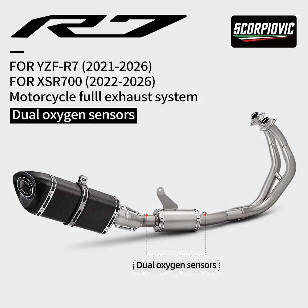 

51mm Dual Oxygen Sensor Exhaust Modified Header Pipe for R7 YZF-R7 Full Exhaust System 2021-2026