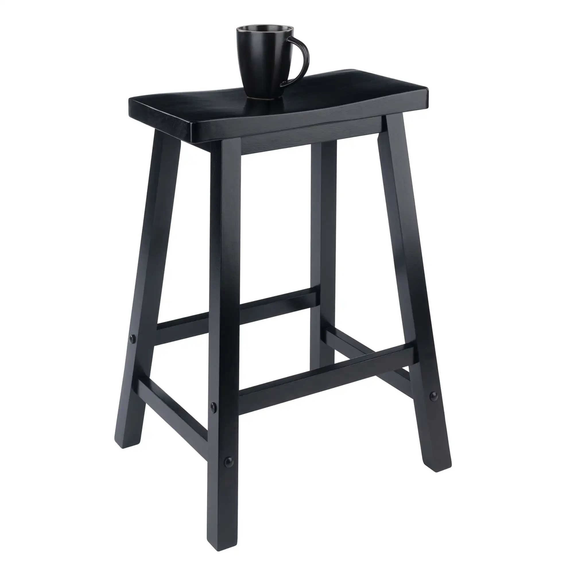 Assento sela madeira Winsome, Counter Stool, acabamento preto