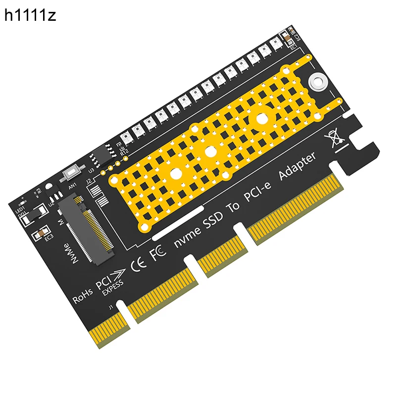 M2 SSD Adapter M.2 NVME to PCI Express X4/X8/X16 Riser Card with 3528 Colorful Flash LED Support 2230 2242 2260 2280 M2 NVME SSD