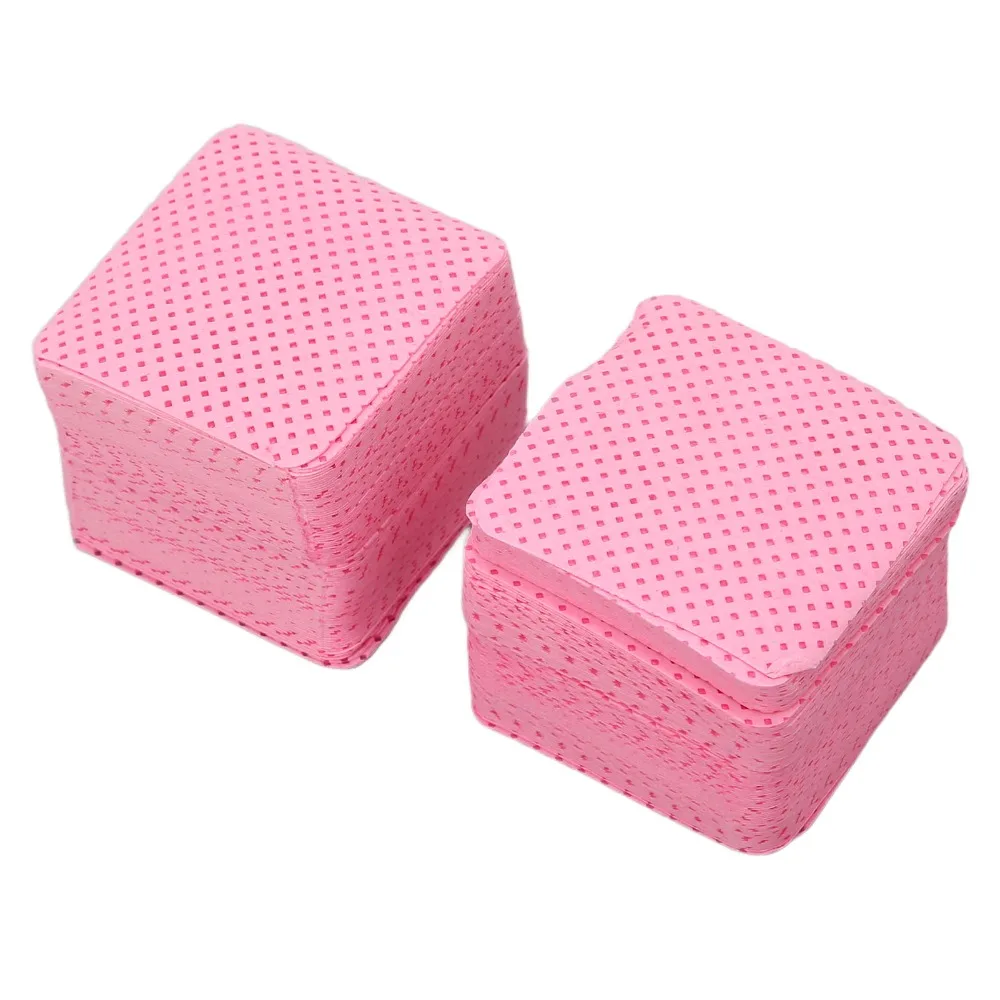 1000PCS Soft Eyelash Glue Cleaning Cotton Pad Non-Woven Fabric Pink Cleaning Nail Removal Pad Absorbent