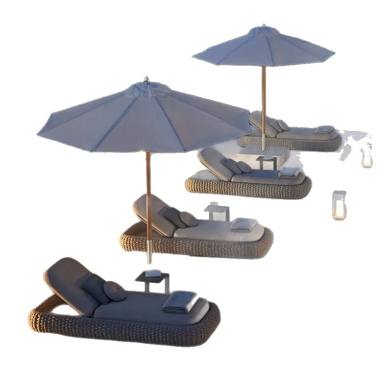 Outdoor bed outdoor courtyard villa, bed and breakfast swimming pool beach beach leisure open-air rattan lounge chair