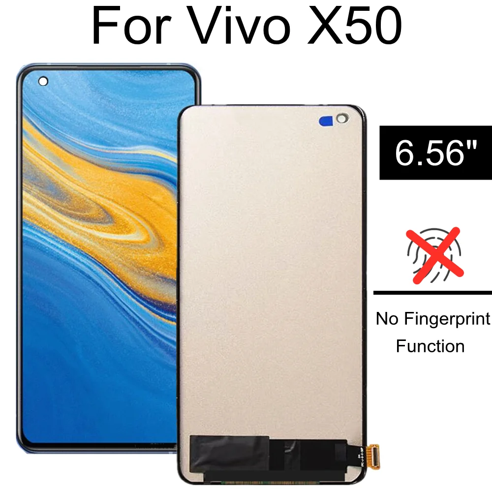 6.56  TFT LCD For Vivo X50 LCD 2005 2004 LCD Display Touch Screen Digitizer Assembly Replacement For VIVO V2001A LCD Display