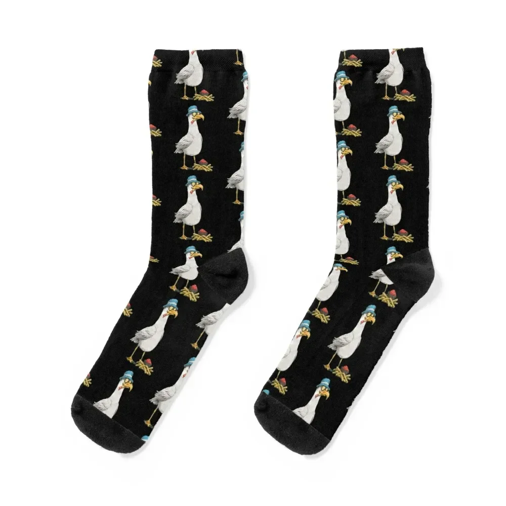 Seagull with fries Classic Socks FASHION Lots new year winter Mens Socks Women's