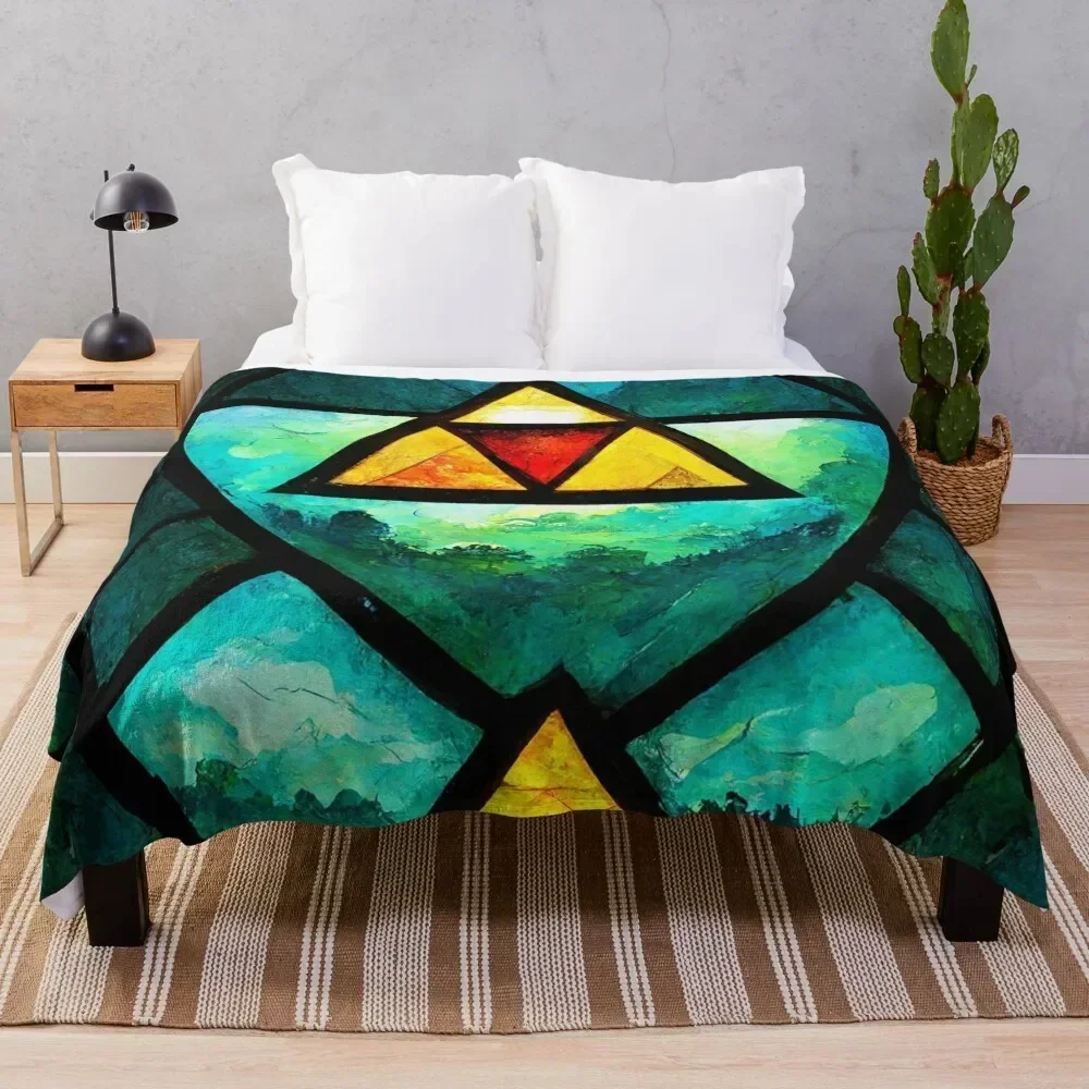 

Triforce stained glass window Throw Blanket Ultra Soft Flannel Fleece Blanket for All Seasons