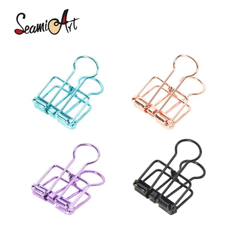 SeamiArt 4 Colors 2 Sizes Ins Colors Black Gold Blue Purple Large Small Office Study Binder Clips for Office School Supplies