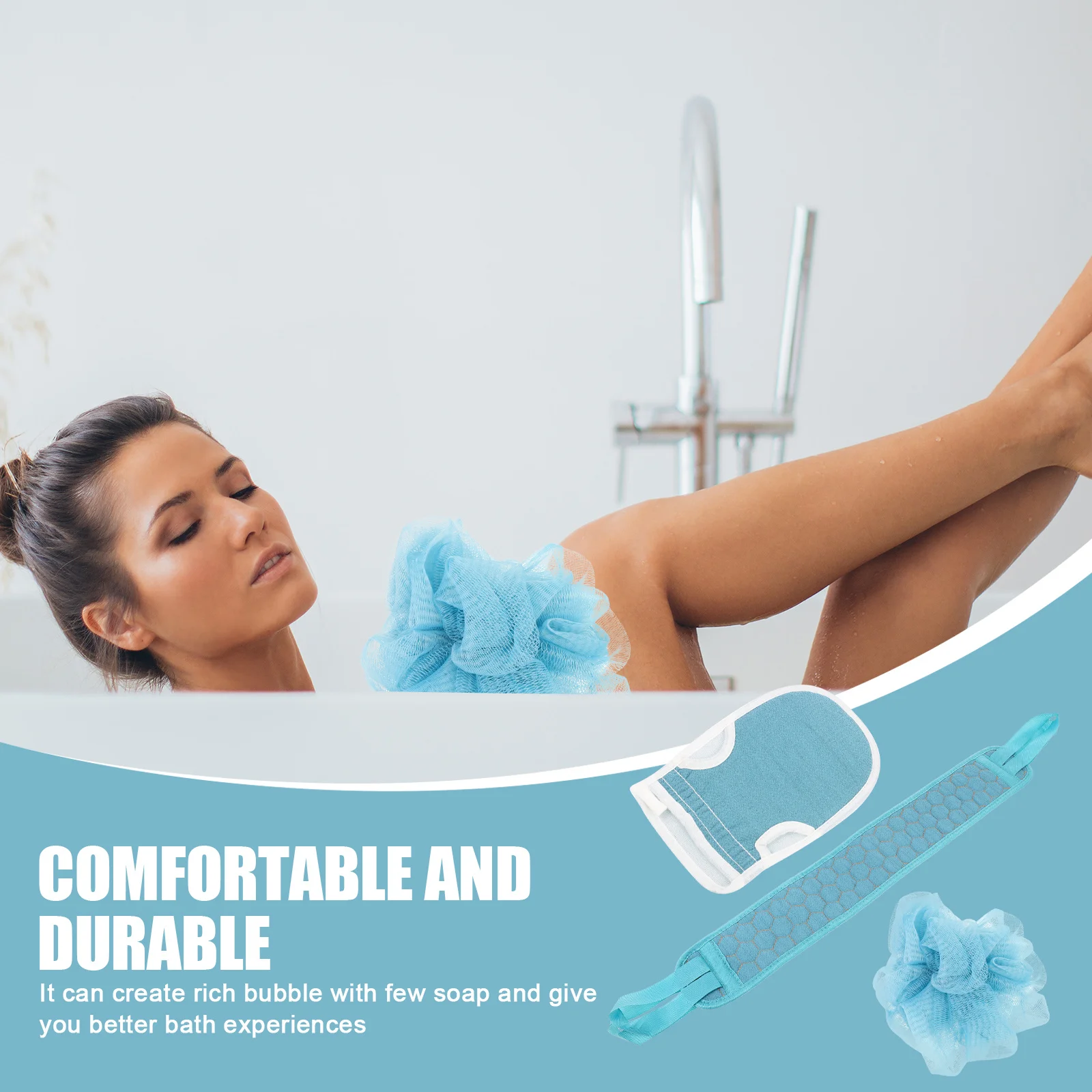 

1 Set Exfoliating Bath Towel Double Side Scrubber Portable Lightweight Cleansing Tool For Shower Body Scrubbing Bathing Supplies