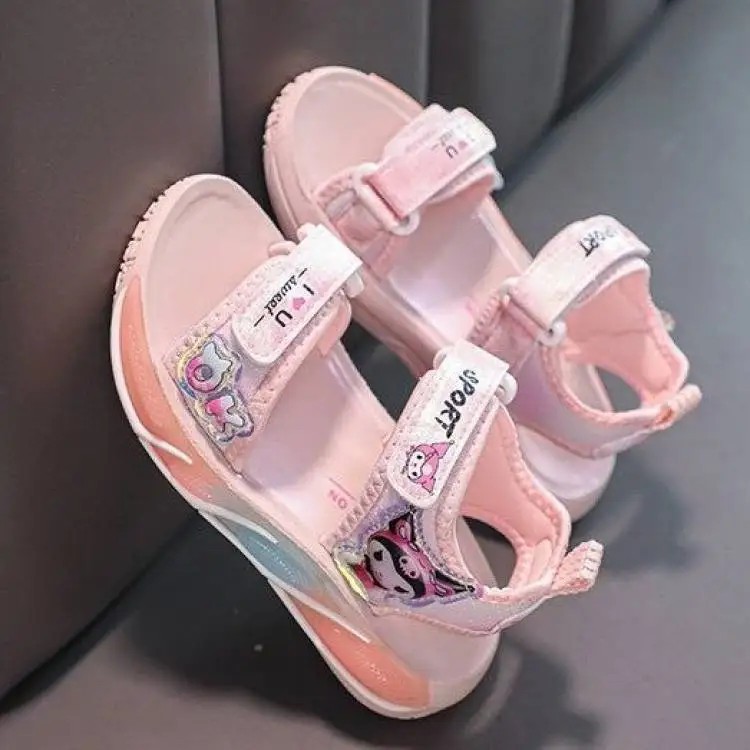Sanrio Kuromi Toddler Girls Summer Sport Sandals Adjustable Hook Loop Open Toe Non-Slip Soft Sole Shoes Lightweight Casual Beach - view 4