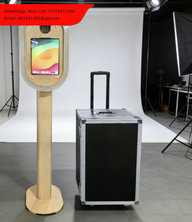 Professional Photography Photo Booth IPad DSLR Camera Photo Booth Enclosure Wooden Grain Portable Photo Booth With Carrying Case