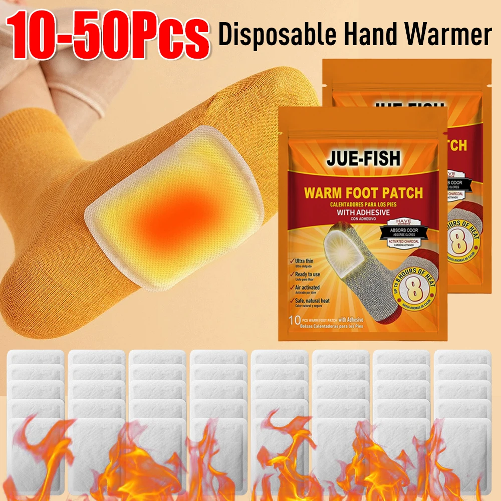 10-50PC Scaldapiedi usa e getta Autoriscaldante a prova di freddo Inverno Esterno Cuscinetti riscaldanti per piedi naturali duraturi per lo sport invernali all'aperto