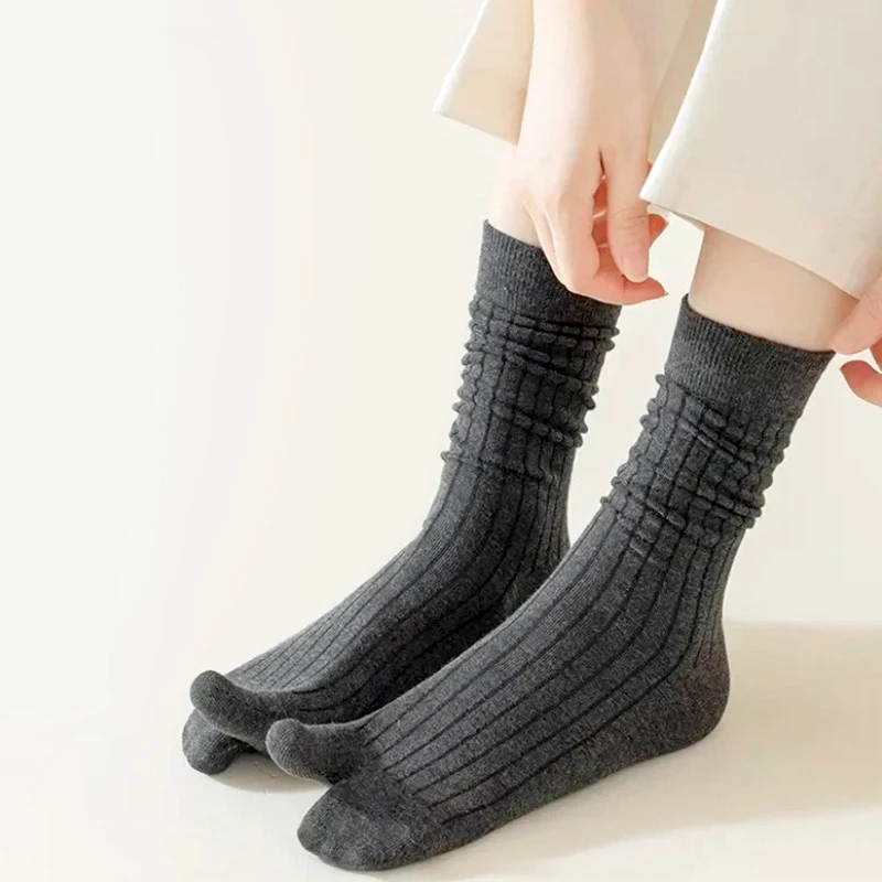 Calcetines de algodón peinado con punta dividida para mujer, medias de alta calidad, estilo Harajuku japonés, sencillo y cómodo, 1 par