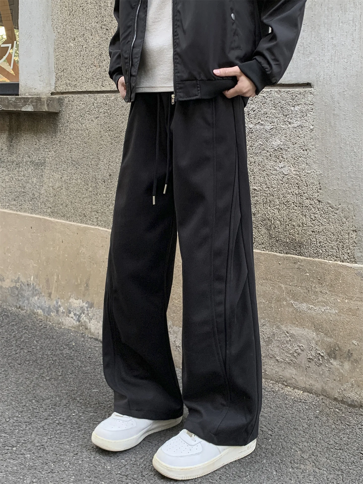 

Мужские повседневные брюки American Thiened Starry Night Knife в стиле High Street, пэчворк, плиссированные, с косым кроем, широкие, спортивные, длинные