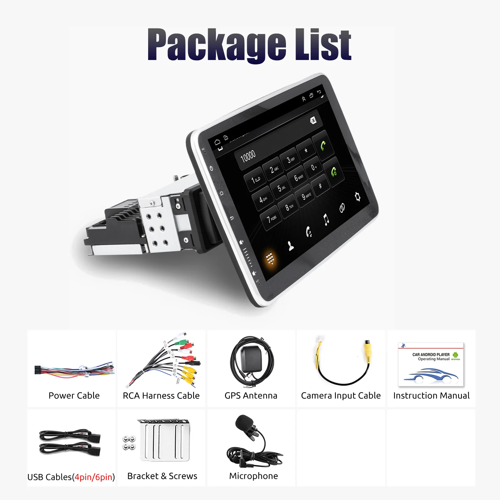 ESSGOO Android 15 10,1 Zoll Universelles Drehbares Autoradio Auto Carplay Multimedia-Player GPS-Navigation Automotive Stereoanlage
