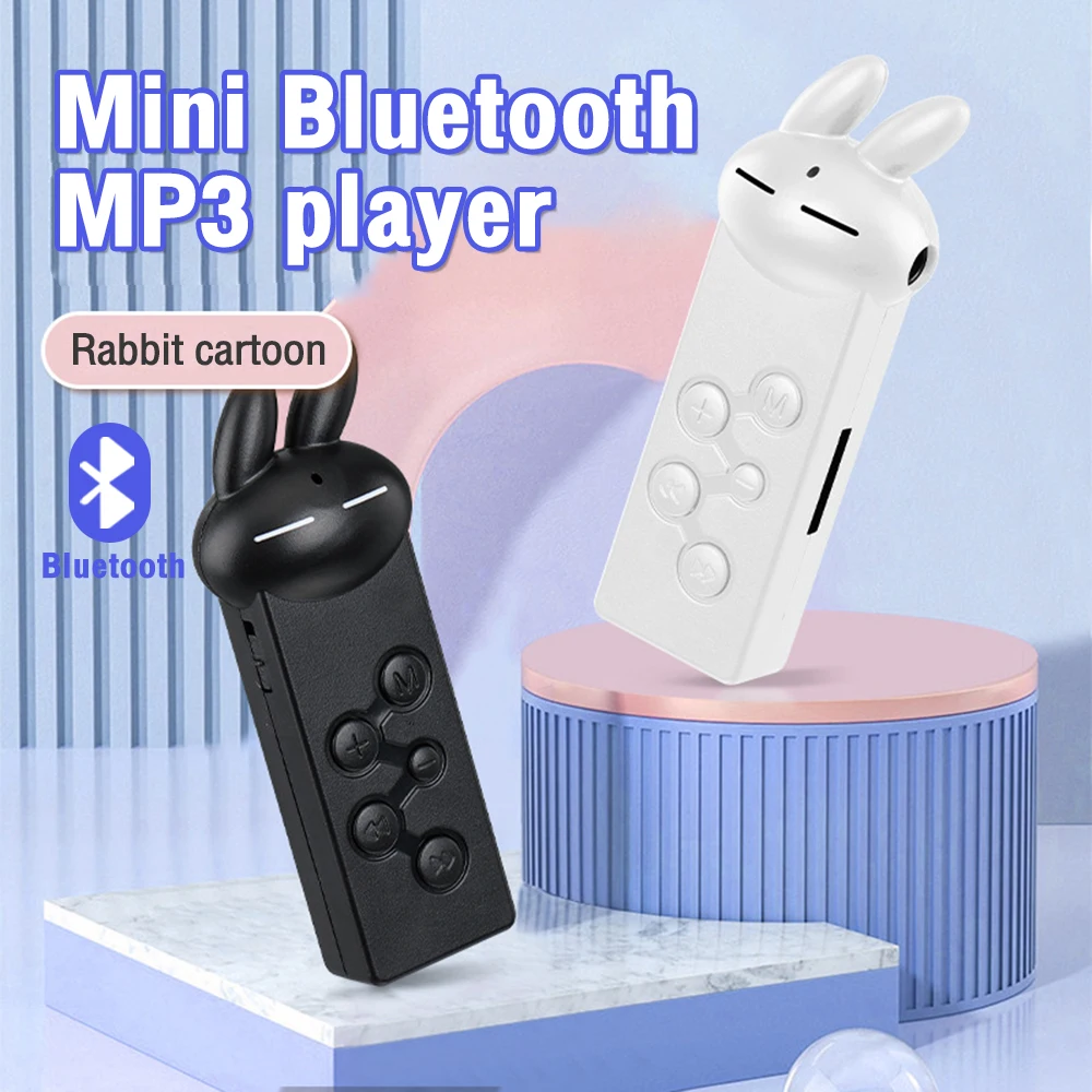 Bluetooth 5.0 MP3 Player Cute Bunny Mini MP3 Player Supporting TF Card Portable Sports Running Music Personal Stereo