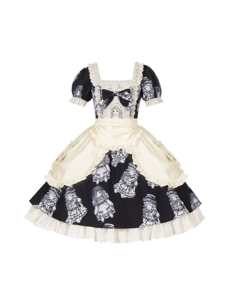 Doll Night Op Dress With Puji Doll Doll Embroidered Lo Sweet Lolita Girl Tea Party Short Sleeved Clothing