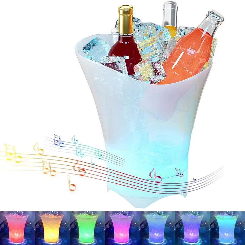 LED Ice Bucket With Bluetooth Speaker 5L Large Capacity Wine Ice Bucket Drink Containers With Multi Colors Changing For Party